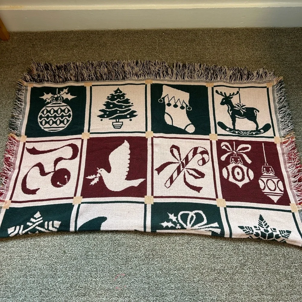 Festive Holiday Knit Throw Blanket